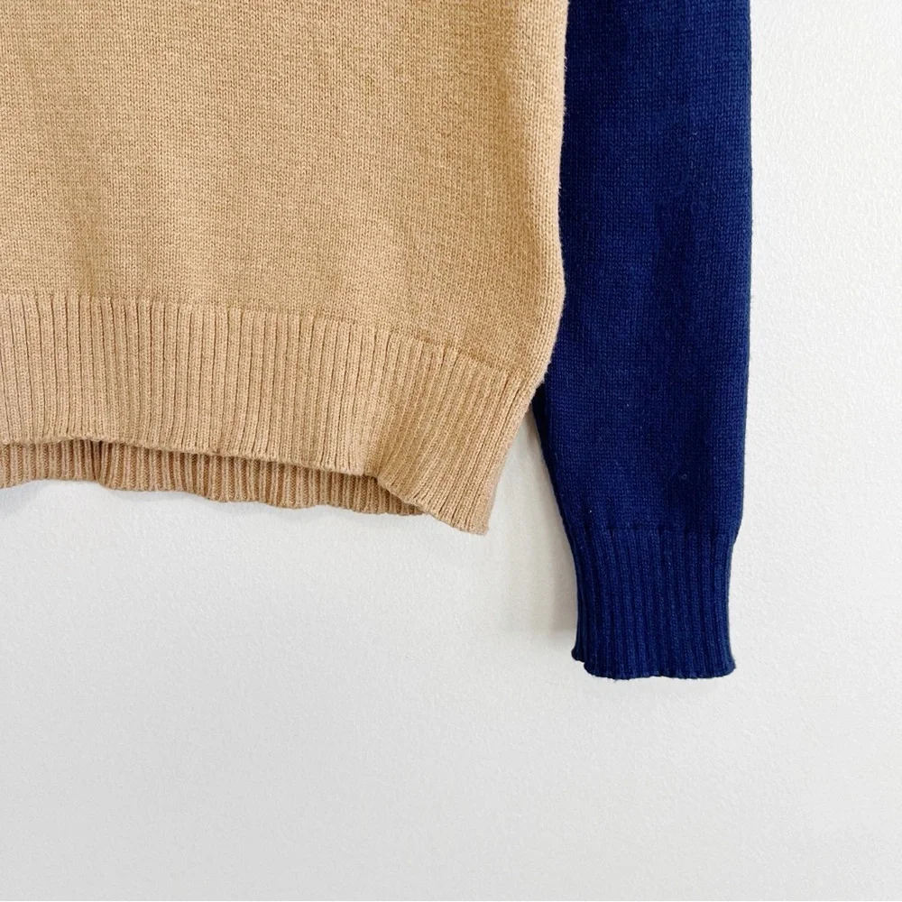 BOGO! J. Crew Henley Pullover Sweater Colorblock Pink Navy Tan XS